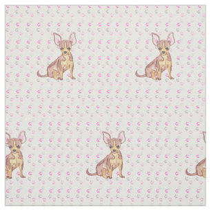 Tissu Chiot mignon de chiwawa dans l'aquarelle et les