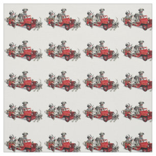 Tissu Chiots dalmatiens avec le camion de pompiers