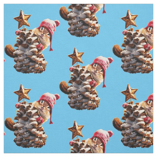 Tissu Chipmunk Avec Pine Cone Tree (Échantillon)