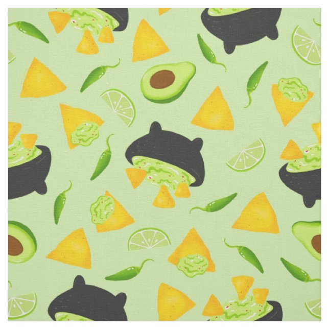 Tissu Chips Tortilla et Motif Guacamole (Échantillon)