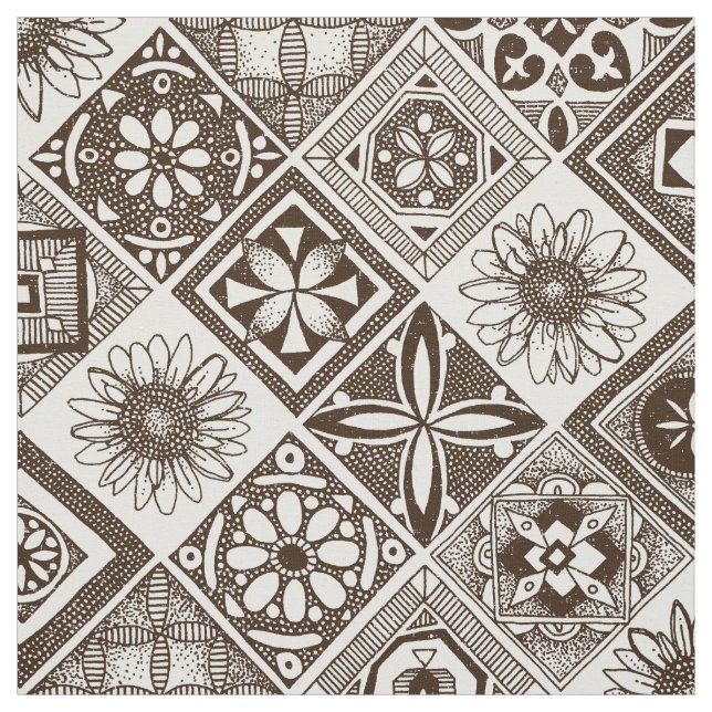 Tissu chocolat azulejos (Échantillon)