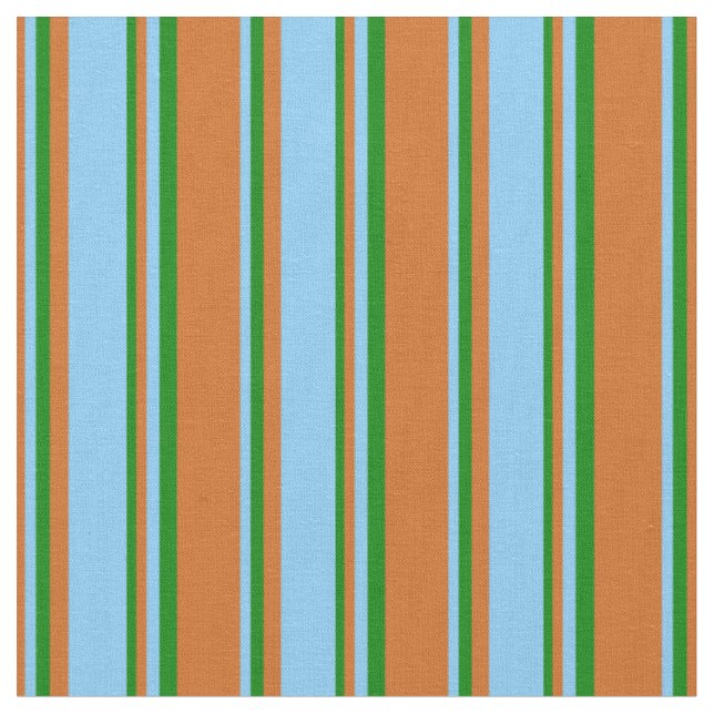 Tissu Chocolat, bleu ciel clair et Motif vert (Fermer)