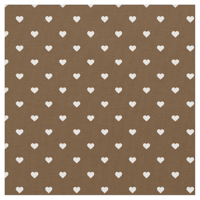 Tissu Chocolat Brown Polka Coeurs Point (Fermer)