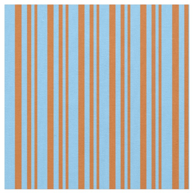Tissu Chocolat et Motif bleu ciel clair (Fermer)