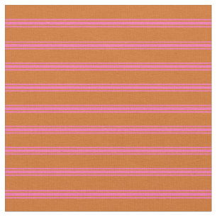 Tissu Chocolat et Motif rose chaud