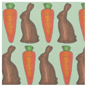 Tissu Chocolat Lapin de Pâques Carottes de lapin Bonbons