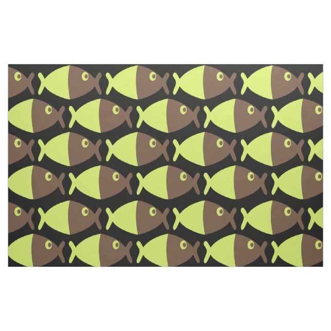 Tissu Chocolat Poisson Lime (Fat Quarter)