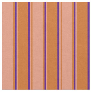 Tissu Chocolat, Saumon foncé et Motif Indigo
