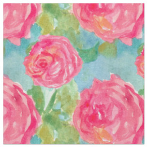 Tissu Chou rose Rose Aquarelle Art