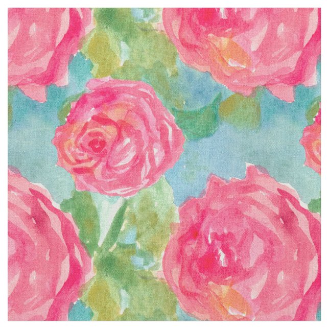 Tissu Chou rose Rose Aquarelle Art (Fermer)
