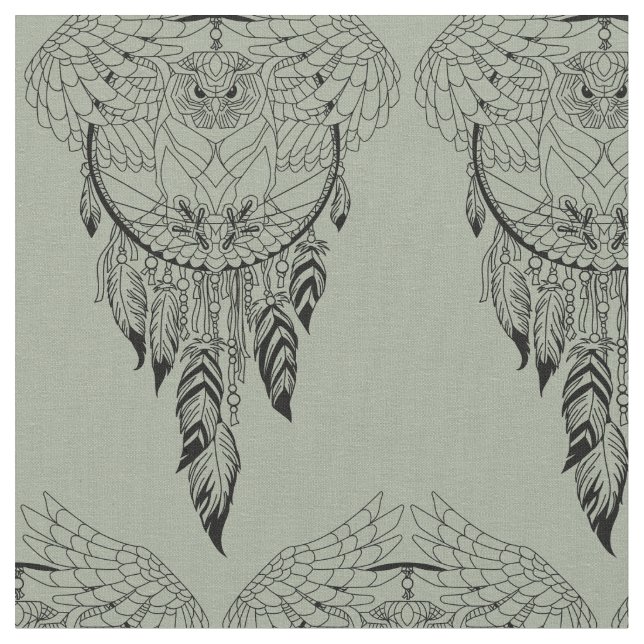 Tissu chouette avec attrapeur de rêve (Fermer)