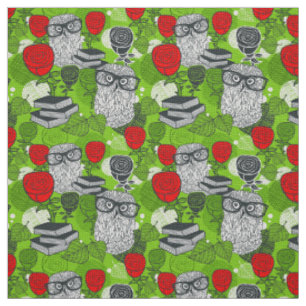 Tissu Chouette en roses rouges
