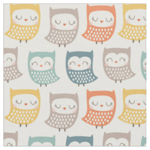 Tissu Chouette mignonne en automne muet couleurs sur crè