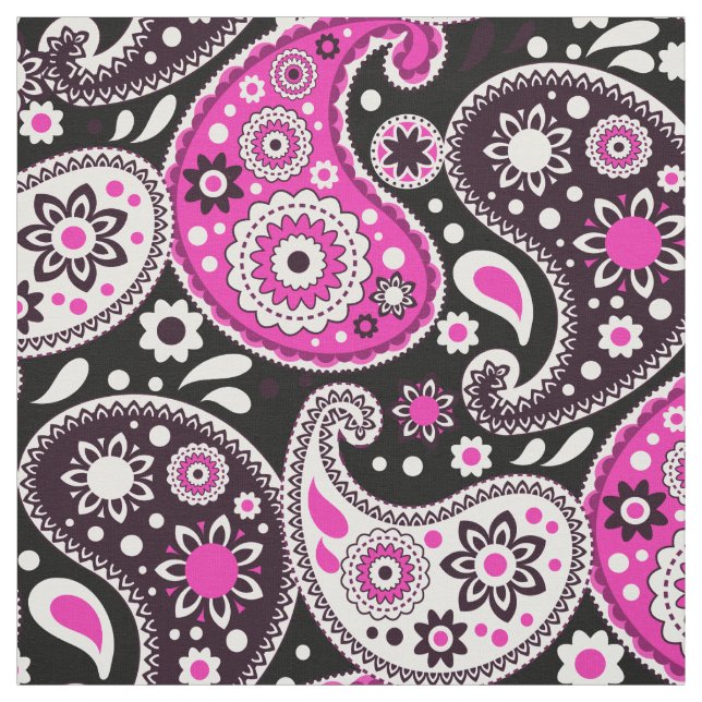 Tissu Chouette moderne et rose chaud et noir (Échantillon)