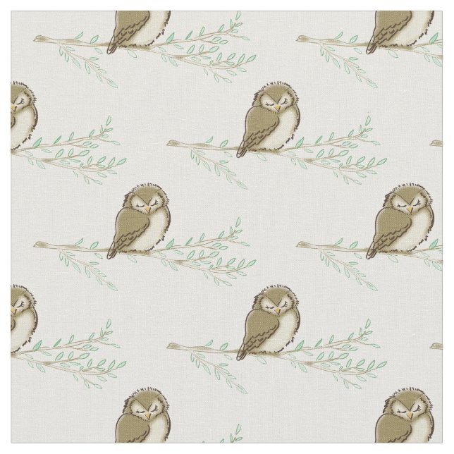 Tissu Chouettes Aquarelle Bébé Décor Chambre (Fermer)
