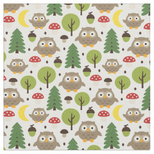 Tissu Chouettes Dans La Forêt