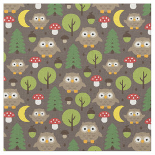 Tissu Chouettes Dans La Forêt