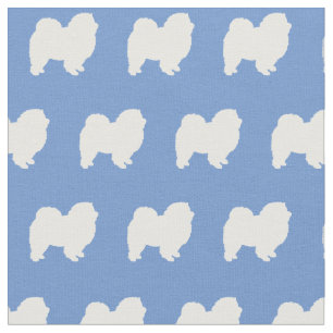 Tissu Chow Chow Chien Silhouette Animal bleu clair