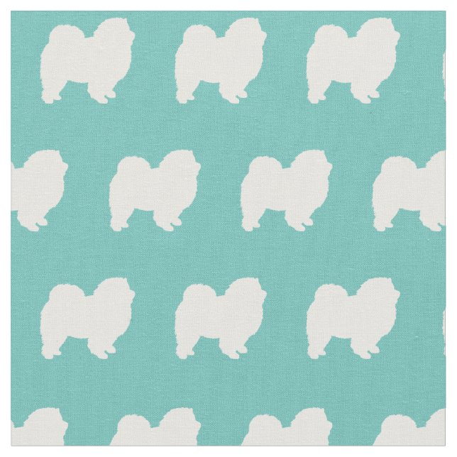 Tissu Chow Chow Chien Silhouette Animette Turquoise (Fermer)