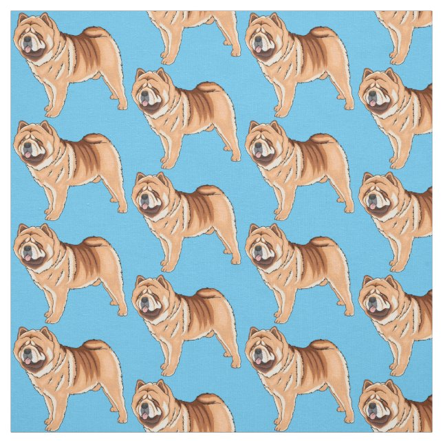 Tissu Chow Chow dog cartoon (Échantillon)