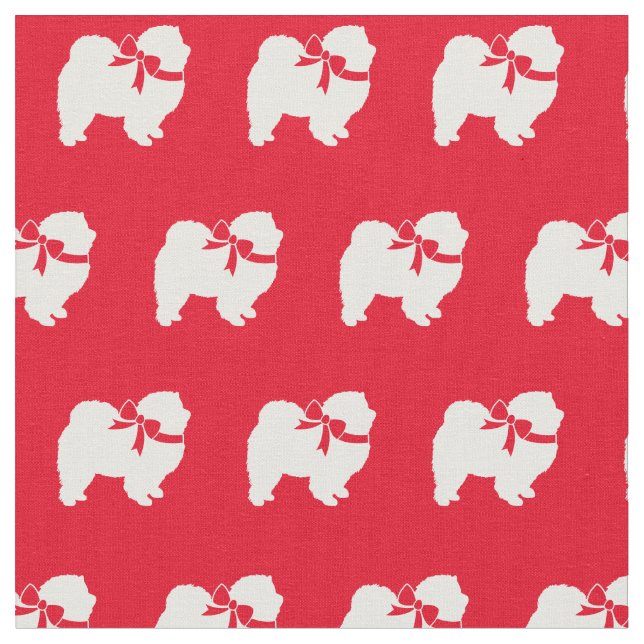 Tissu Chow Chow Dog Silhouette Pet Red (Fermer)