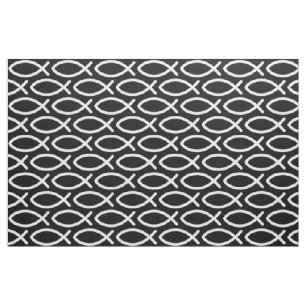 Tissu Christian Jesus Motif de poisson Noir
