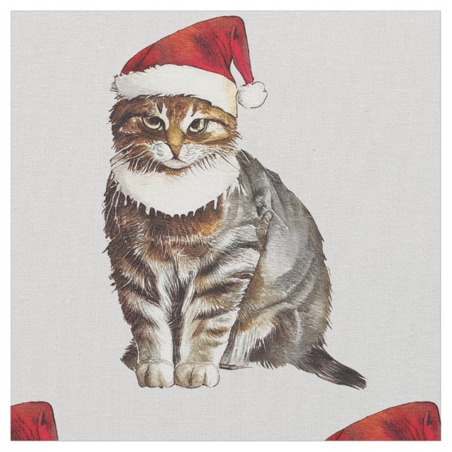 Tissu Christmas Cat (Fermer)