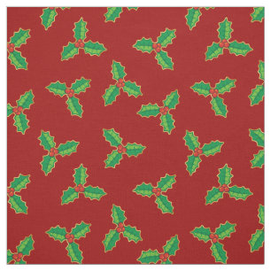 Tissu Christmas Holly Motif