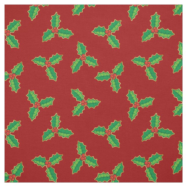 Tissu Christmas Holly Motif (Échantillon)