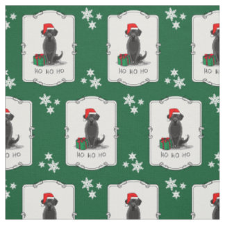 Tissu Christmas Père Noël Black Labrador Retriever Cute
