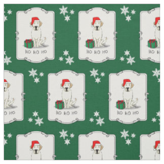 Tissu Christmas Père Noël Yellow Labrador Retriever Cute