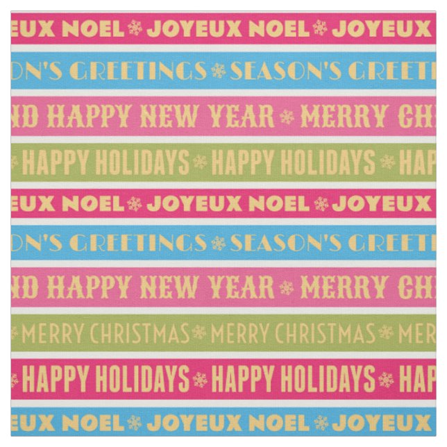 Tissu Christmas words on colorful lines (Échantillon)