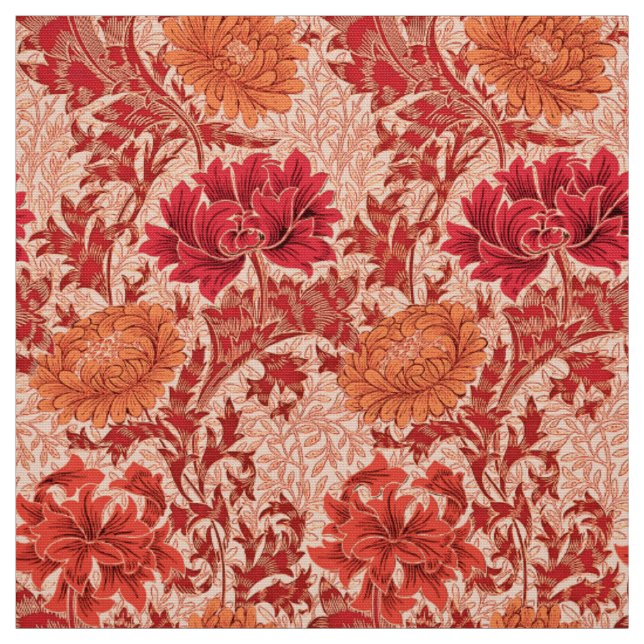 Tissu Chrysanthèmes de William Morris, orange de corail (Échantillon)