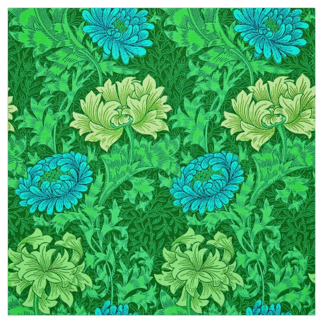 Tissu Chrysanthèmes de William Morris, vert de chaux et (Échantillon)