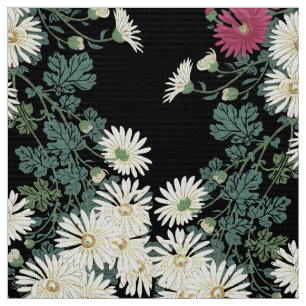 Tissu Chrysanthèmes, Eau Courante, Zen Floral Japonais