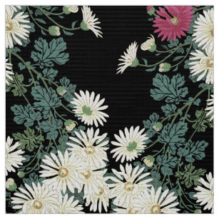 Tissu Chrysanthèmes,Eau courante,Zen Floral japonais