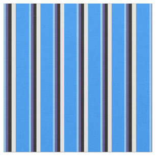 Tissu Ciel bleu, Ardoise bleue, Noir, Blanc & Bleu