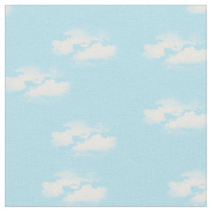 Tissu Ciel bleu avec nuages moelleux