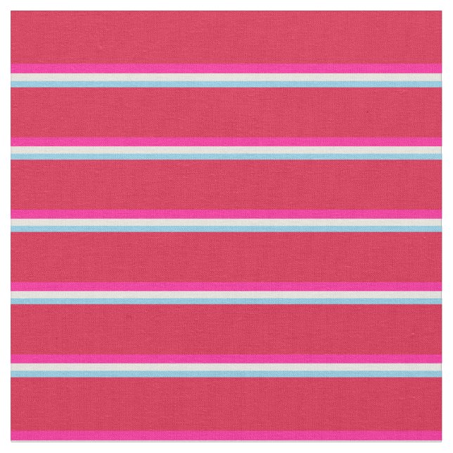 Tissu Ciel bleu, beige, rose foncé et crème (Fermer)