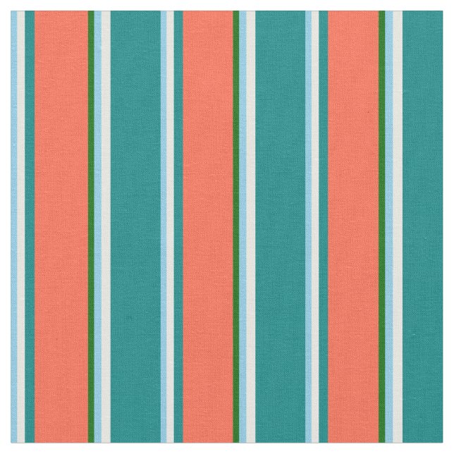 Tissu Ciel bleu, blanc, Turquoise, rouge et vert foncé (Fermer)