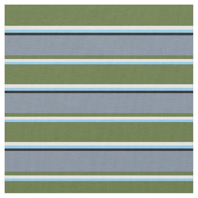 Tissu Ciel bleu, blanc, vert olive, gris ardoise et noir (Fermer)