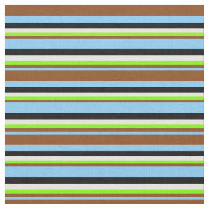 Tissu Ciel bleu, Brown, Chartreuse, Crème à la menthe &