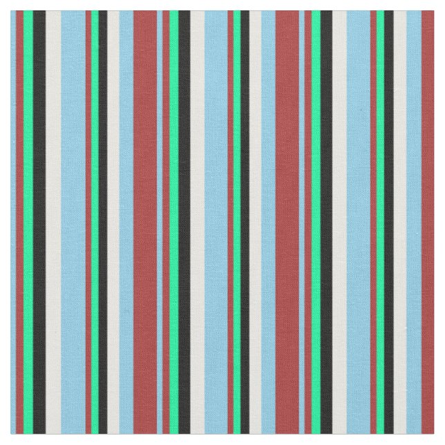 Tissu Ciel bleu, Brown, vert, noir et blanc Motif (Fermer)
