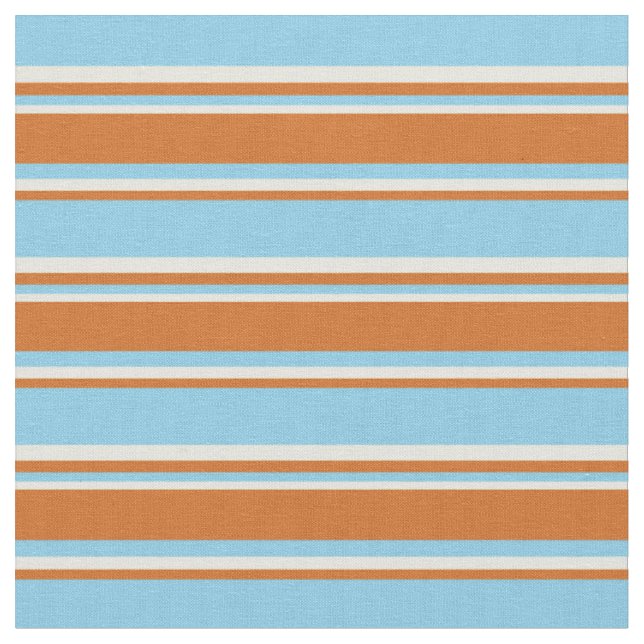 Tissu Ciel bleu, chocolat et rayures beiges (Fermer)