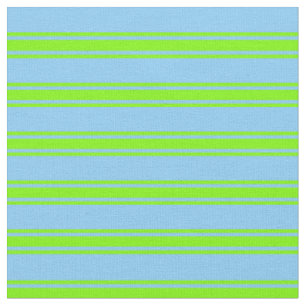 Tissu Ciel bleu clair et lignes vertes/Motifs