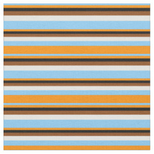 Tissu Ciel bleu clair, orange foncé, noir, Brown & blanc