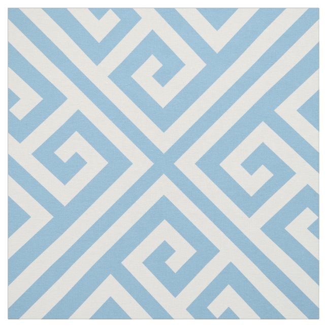 Tissu Ciel bleu Clé grecque Grande échelle (Échantillon)