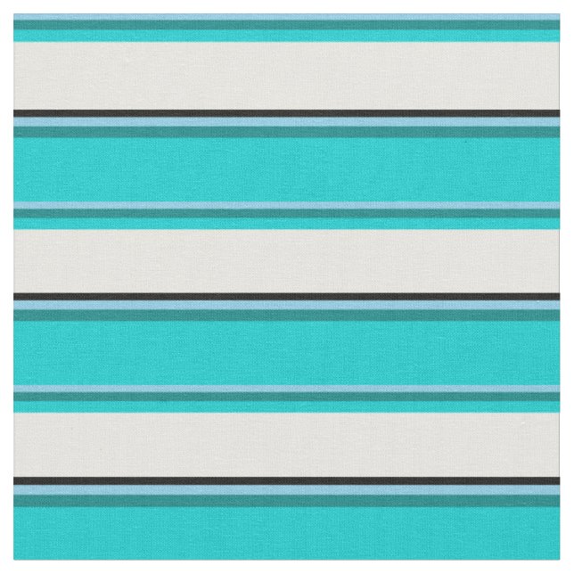Tissu Ciel bleu, Turquoise, bleu foncé, blanc et noir (Fermer)