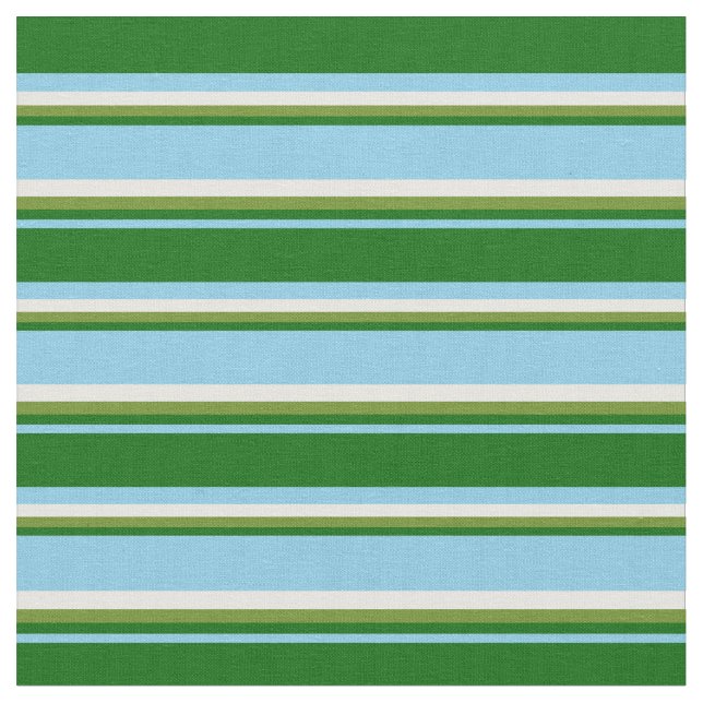 Tissu Ciel bleu, vert foncé, vert et blanc (Fermer)