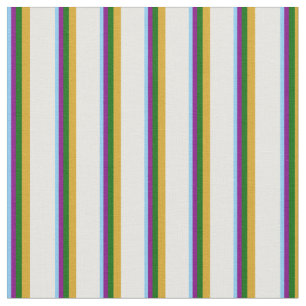 Tissu Ciel bleu, violet, vert, verge d'or et crème à men